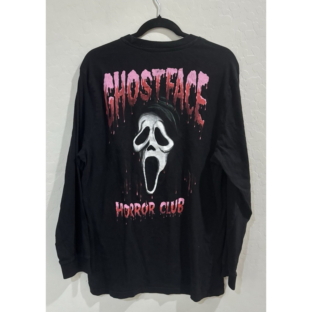 Ghost Face Horror Club Long Sleeve Graphic Tee Shirt Black Size XL